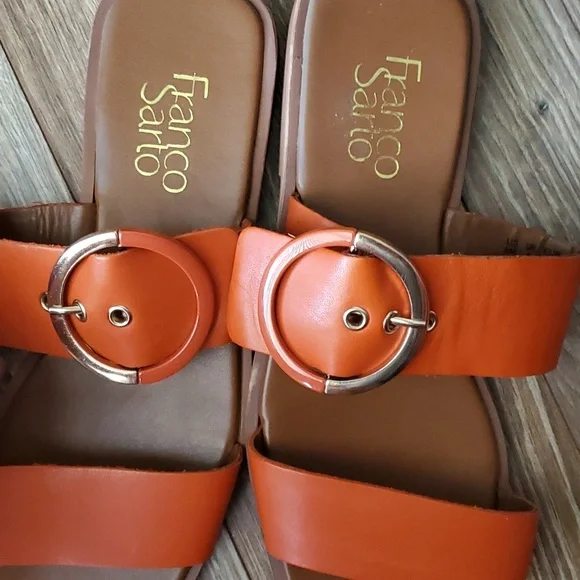 Franco Sarto Orange Slide Sandals - Picture 5 of 7
